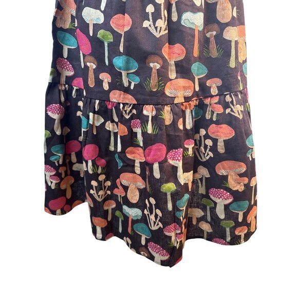Princess Highway Size 2 Mushroom Print Short Sleeve Tiered Dress Linen Blend NWT - Picture 15 of 16